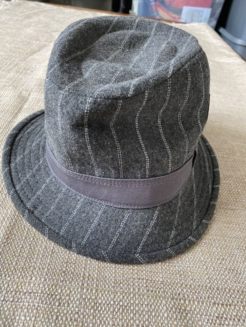 Quicksilver Gray Striped Wool Blend Fedora S/M